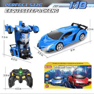 3-8 Years Girl Boy Transformer Remote Car Toy for Children Gift for Girl Boy 3 4 5 6 7 8 9 10 Years RC Car Robot 360 Rotation 2.4G