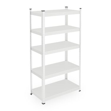 Міцний стелаж Relaxdays, В x Ш x Г 150 x 75 x 30 см, 5 полиць, сталь, білий Стелаж для зберігання, 875 кг, вставний, для підвалу, гаража