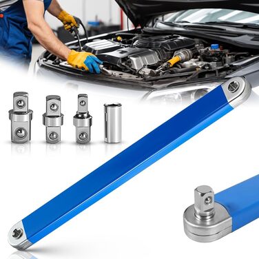 Подовжувач Kayuneed Pro Zero Offset Extension Wrench, 40-сантиметровий подовжувач, готовий до використання торцевий гайковий ключ з адаптерами 1/2'', 1/4' і 3/8' для механічних гаражних майстрів