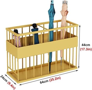 Тримач для парасольки CWXKGL, підставка для парасольки, металева підставка для парасольки, для торгового центру, квартирного холу, парасольки, тростини, прямокутна полиця для зберігання з піддоном для крапель, відро для парасольки для передпокою золото 64