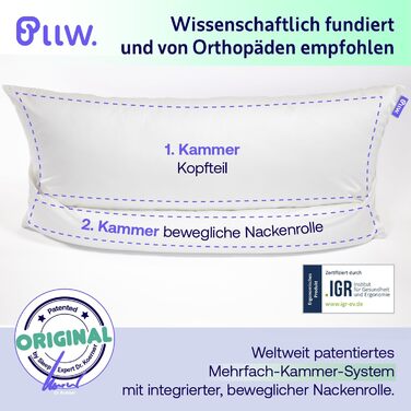 Ортопедична подушка для шиї 40x60 Подушка для зняття болю в шиї з рухомим валиком для шиї Ергономічна подушка для сну на боці з чохлом Індивідуально наповнювана подушка для підтримки шиї Стандарт Oeko-Tex 100 60x40