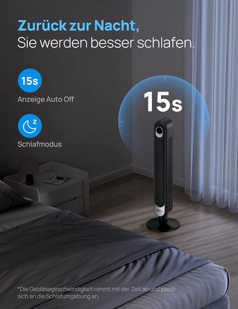 Тихий баштовий вентилятор Dreo 28 дБ, висота 106 см 6 рівнів швидкості 4 режими, таймер 12 годин, вентилятор на п'єдесталі, що обе