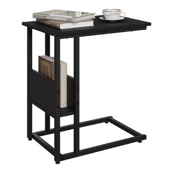 Приставний столик Журнальний столик Диванний столик Тумбочка Приліжковий столик Столик для ноутбука, металевий каркас, стільниця з ДСП, 55x36x59,5 см (ШxГxВ), чорний TS79sz