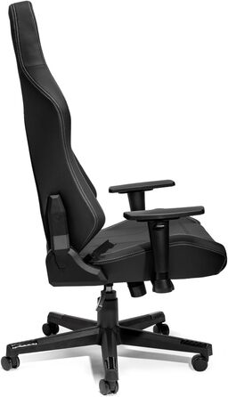 Ігрове крісло Sparco, регульована спинка 150, 2D підлокітники, поперекова підтримка, штучна шкіра, 60 x 60 x 100 см (чорний з срібною прострочкою) чорний зі срібною прострочкою