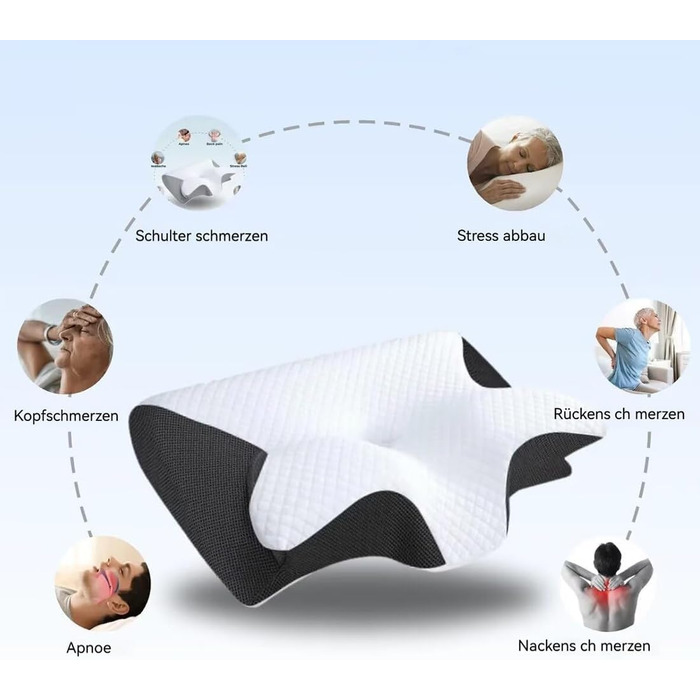 Оригінальна подушка для терапії шиї Pillow Daddy, подушка для сну Pillow Daddy, ергономічна подушка Lunava Comfort для сну на боці, спині та животі, допомагає краще спати (чорна)