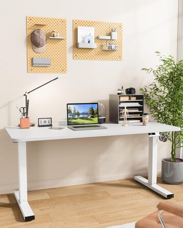 Каркас столу з регулюванням висоти, 2 потужними двигунами, 3 налаштуваннями пам&39яті та нагадуванням про можливе кріплення сидячи/встаючи, функцією захисту від зіткнень, вантажопідйомністю 150 кг, портом USB-C, 2 гачками, білий колір