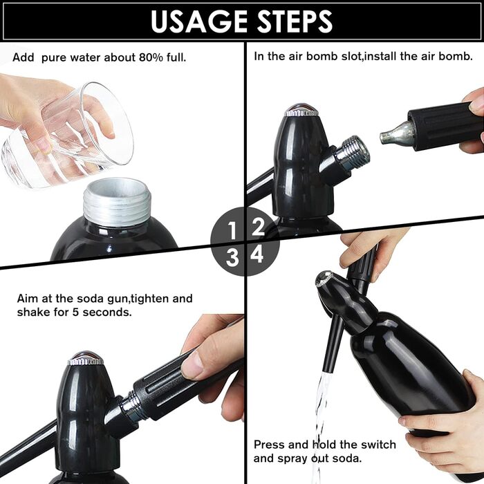 Виробник газованої води, Виробник газованої води 1 л, пляшка для сифона з газованою водою з регулятором тиску, алюмінієвий виробник газованої води для домашніх соків, мохіто, коктейлів, напоїв