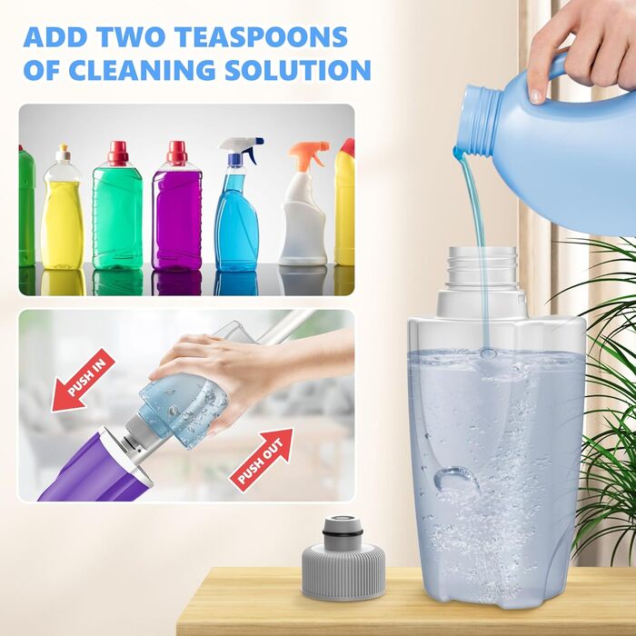 Спрей-швабри для миття підлоги, Papclean Microfibre Floor Mop Flat Mop Wet Dry Mop with 4 Washable Pads 440ml Refillable Bottle fo