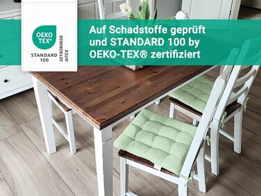 Набір з 4 подушок для сидіння розміром 40x40 см - затишні подушки для стільців на зав'язках - можна прати при температурі до 30C - салатового кольору - сертифіковані Oeko Tex.
