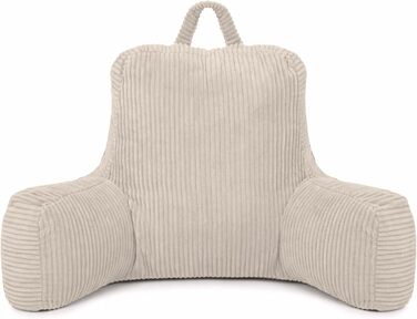 Подушка для спинки Flumi з підлокітниками для читання, перегляду телевізора або відпочинку, подушка для читання для ліжка та дивана з чохлом, який можна прати, наповнювач з пінопласту, опора для спини з ручкою для перенесення (бежевий вельвет)