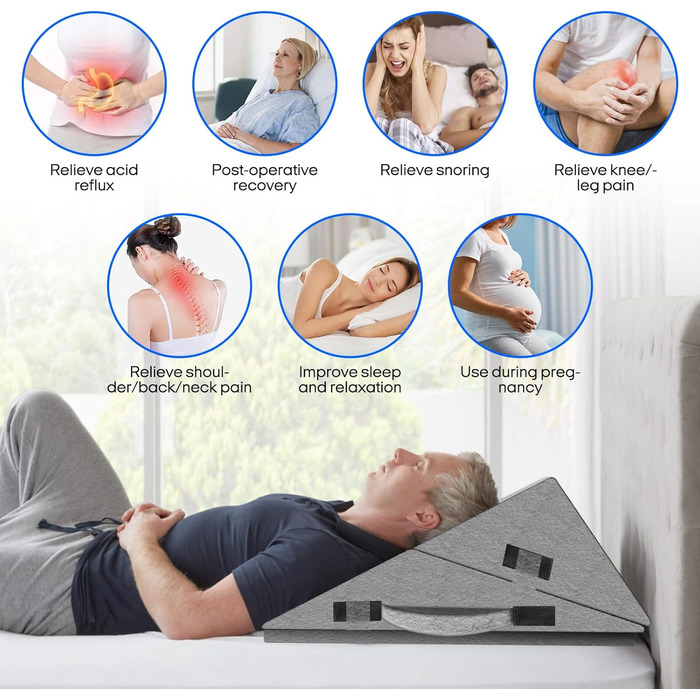 Клиноподібна подушка для ліжка, регульована клиноподібна подушка, подушка для читання для ліжка, подушка для дивана, подушка для спини, яку можна прати, подушка для підтримки спини з піни з ефектом пам&39яті, спинка для лікування рефлюксу, апное сну, чита