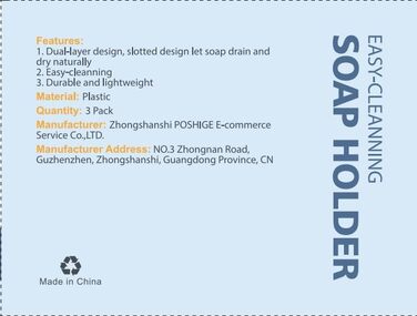 Мильниця з 3 комплектів зі зливною мильницею, захистом для мила, легким очищенням, запобігає утворенню каламуті для душу, ванної к