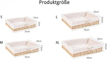 Набір із 4 хлібних кошиків, плетений декоративний кошик, плетений хлібний кошик ручної роботи з паперової мотузки, піднос для полиць, хлібниця з лляною тканиною, кошики для зберігання 4 розмірів, коричневий