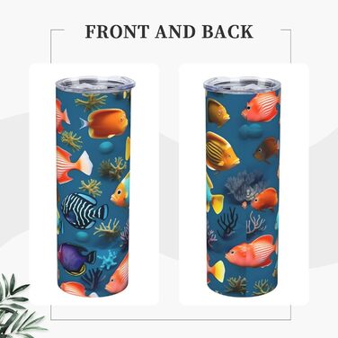 Кухоль з прямою трубочкою, дизайн підводна рифова риба, принт, дорожній кухоль, підходить для кемпінгу, офісу та дому, 590 мл