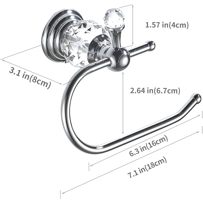 Кришталевий тримач для рушників WOLIBEER, полірований хром, тримач для рушників, сріблястий, для ванної кімнати, тримач для рушників, настінний, латунний