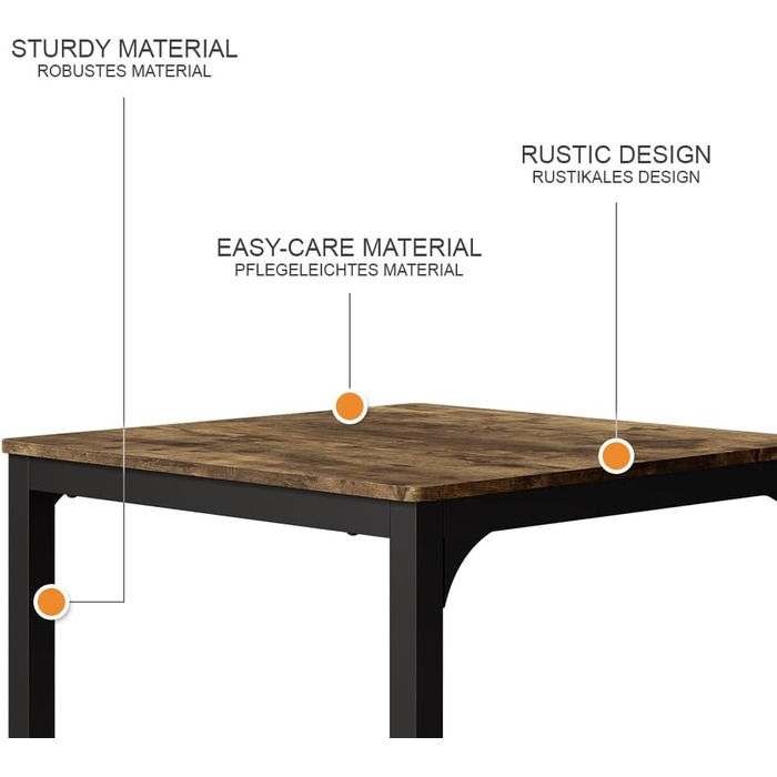 Обідній стіл Vicco Fyrk, чорний/рустикальний дуб, 70 x 70 см. Стіл чорного/рустикального дуба 70 см