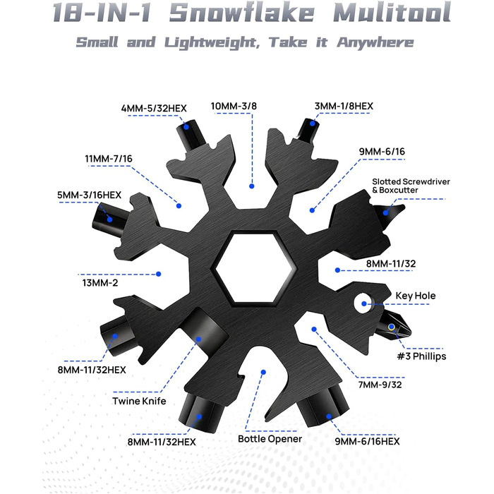Молоток і сніжинка мультитул для чоловіків, кемпінг аксесуари виживання спорядження, подарунок для чоловіків тато чоловік, молоток