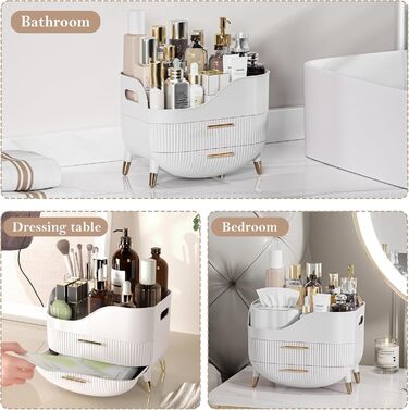 Органайзер для макіяжу Kousee з шухлядами, органайзер для догляду за шкірою для туалетного столика, коробка для зберігання з ручкою, велика вітрина для косметики для комода, стільниця для ванної кімнати кольору м&39ятно-зеленого