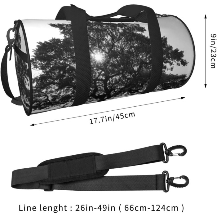 Спортивна сумка, дорожня сумка, сумка для подорожей, сумка з принтом дерева, сумка на ніч, чорна, універсальний розмір