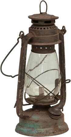 Антикварний металевий олійний ліхтар Biscottini Д15,5 x Ш15,5 x В32,5 - Центральна композиція - Домашній декор - Ліхтар у стилі шеббі-шик - Кемпінг