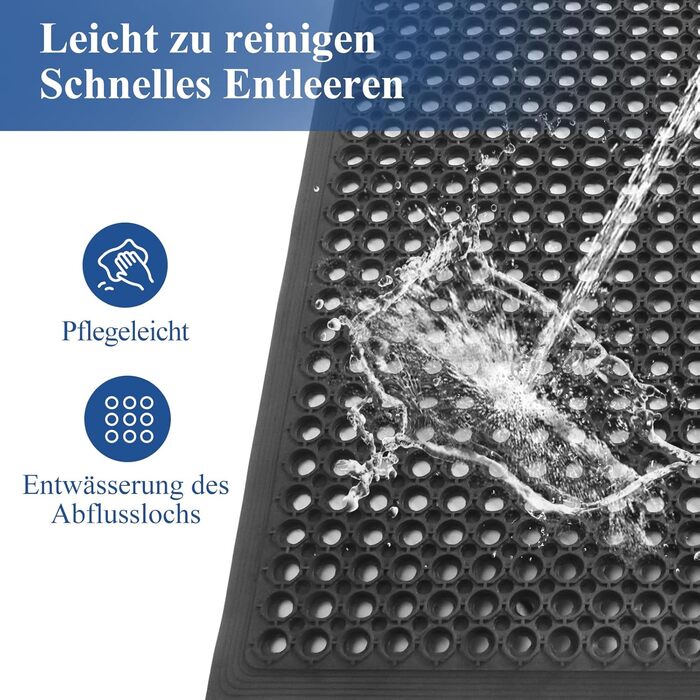 Гумовий килимок MYOYAY, продається по метражу, кільцевий гумовий килимок, килимок для вулиці 90x150 см, нековзний гумовий дренажний килимок, килимок у формі стільників для вулиці, кухні, ванної кімнати, тераси, дитячих майданчиків, саду, чорний