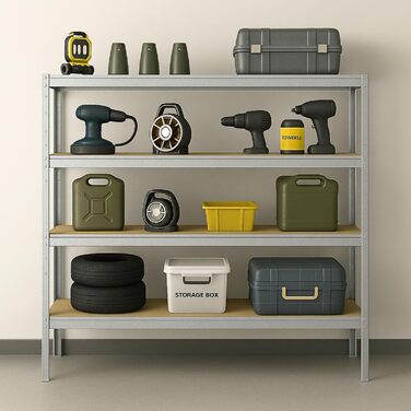 Надміцний стелаж KARAT XXL, оцинкований 200 x 180 x 60 см, стелажі для гаража, підвалу та майстерні - безболтові стелажі, широкопрохідні стелажі, підвальні стелажі, стелажі для майстерні (TitanRack Big)