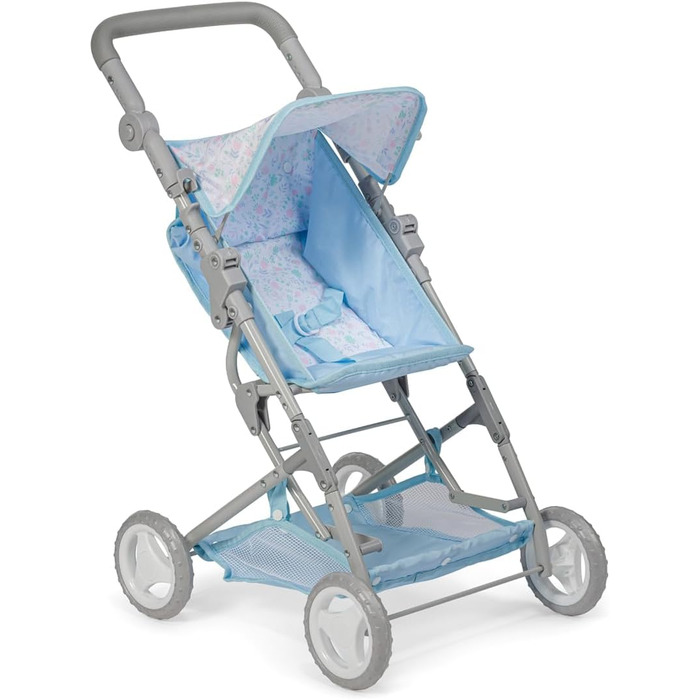 Складна коляска, для ляльок до 45 см, ідеально підходить для ігор та прогулянок, синя з квітковим орнаментом, розроблена Berenguer