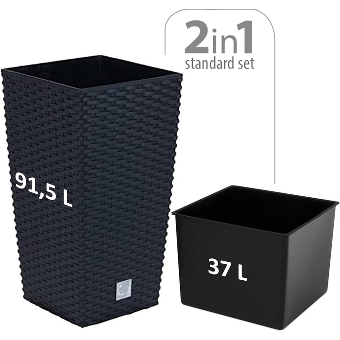 Каструля Time Cabinet об&39ємом 91,5 літра з вкладишем 40 x 40 x 75 см кольору антрацит