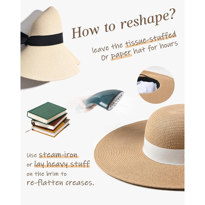 Сучасний літній капелюх для жінок, солом&39яний капелюх із захистом від ультрафіолету та широкими полями, складний сонцезахисний капелюх, пляжна кепка UPF50, колір хакі середнього розміру