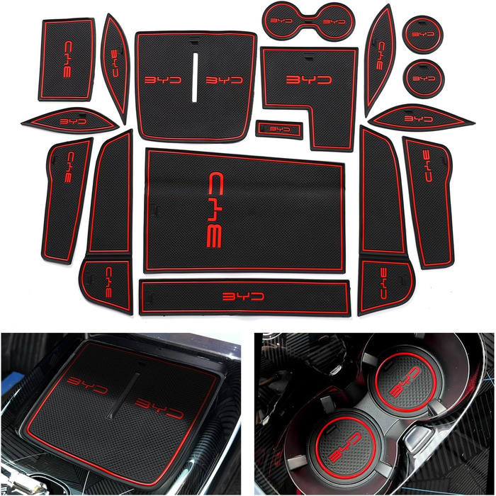 Автомобільні аксесуари для BYD Seal Cat Mats Premium Groove Mats Liner - підстаканник, центральна консоль, вставки в дверні кишені, салон автомобіля, нековзний, гумовий килимок проти пилу, Noctilucent BYD Seal Noctilucent