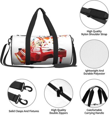 Спортивна сумка-мішок для подорожей, барвистий принт Фортепіано, сумка для ночівлі, чорна, універсальний розмір, дорожня сумка