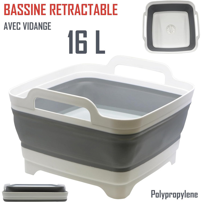 Висувна миска Cao 9 літрів для дорослих унісекс сіро-біла 30,5 x 30 см - В 20 см (розкрита) - В 7 см (складена)