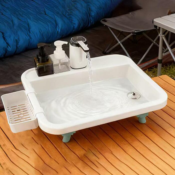 Портативна раковина для вулиці, портативна станція для миття рук, раковина з широким горлом 16,12 дюймів зі складною конструкцією, вуличні раковини, багатоцільовий умивальник із зручним аксесуаром для дорослих для садового барбекю