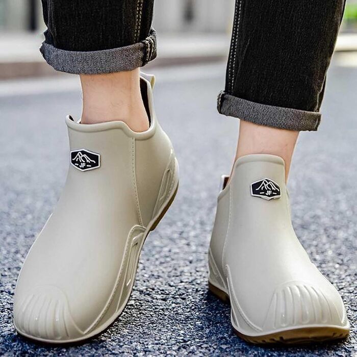 Водне взуття, гумові чоботи, гумові чоботи, чоловічі, жіночі, до щиколотки, зручні, для садівництва, легкі, для катання на човні, кемпінгу, вітрильного спорту, подорожей та походів, білі, 38 2/3 EU