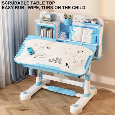 Функціональний комплект столу та стільця для дітей, ергономічний, регульований по висоті, для школи, студента, стіл, що похиляється, з шухлядою, підставкою для книг, ножною педаллю Rose