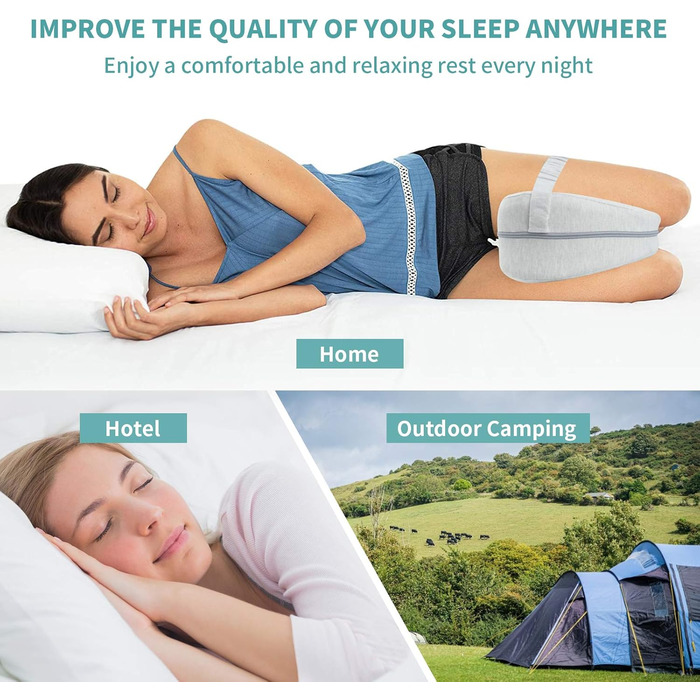 Подушка для коліна CREATESTAR для сну на боці, подушка для ніг, ергономічна подушка для сну на боці з оптимальною колінною піною з ефектом пам&39яті для позиціонування подушки зі знімним та пральним чохлом, світло-сірий дизайн із серцем