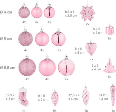 Різдвяні кульки набір із 72 шт рожеві Relaxdays