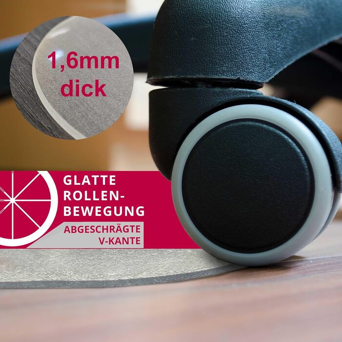 Захисний килимок для підлоги без запаху, килимок для офісного крісла зі скошеним V-подібним краєм, прямокутний, 100 x 140 см, злегка матовий, прозорий, протиковзкий килимок для крісла, можна прати, килимок для підлоги 140 x 100 см (прямокутний)