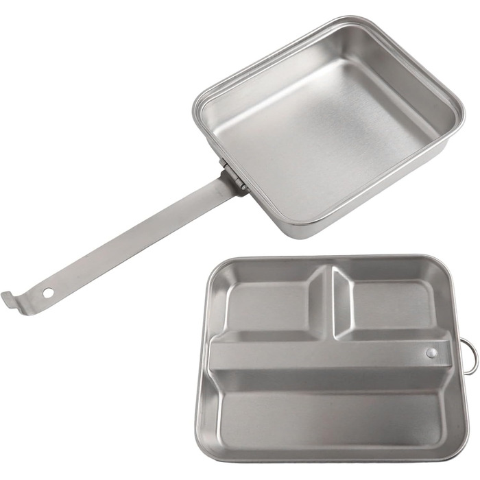 Складаний ланч-бокс з нержавіючої сталі з ручкою для кемпінгу на свіжому повітрі, легкий посуд для походів, подорожей та пікніків