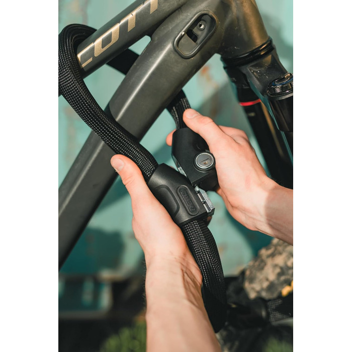 Ланцюговий замок ABUS Infinity Loop 1806 гнучкий велосипедний замок з двома петлями з регулюванням довжини для одночасного кріплення кількох частин велосипеда, велосипедів або інших предметів. 110 см, чорний