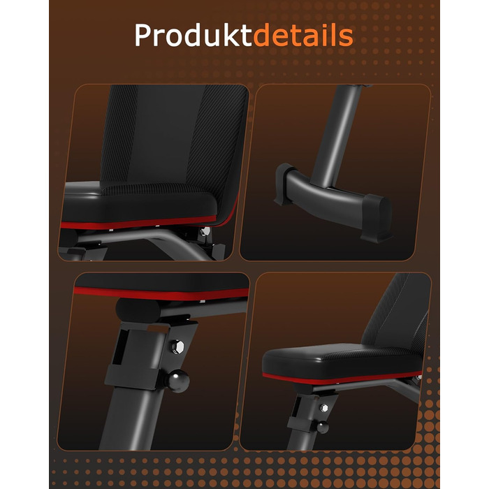 Складана та регульована силова лава, багатофункціональна силова лава для домашнього фітнесу, похила лава з 5-позиційним регулюванням, вантажопідйомність 300 кг