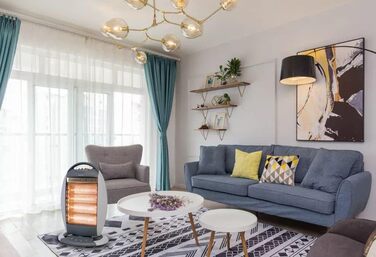 Електричний обігрівач, коливальний галогенний обігрівач, 3 рівні потужності, безшумна коливання, корпус з холодним покриттям, система захисту від нахилу, тепловий захист, 1200 Вт