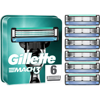 Леза для бритви Gillette Mach3, 6 змінних лез для вологих бритв Men з 3-кратним лезом Alt 6 шт. (1 упаковка)