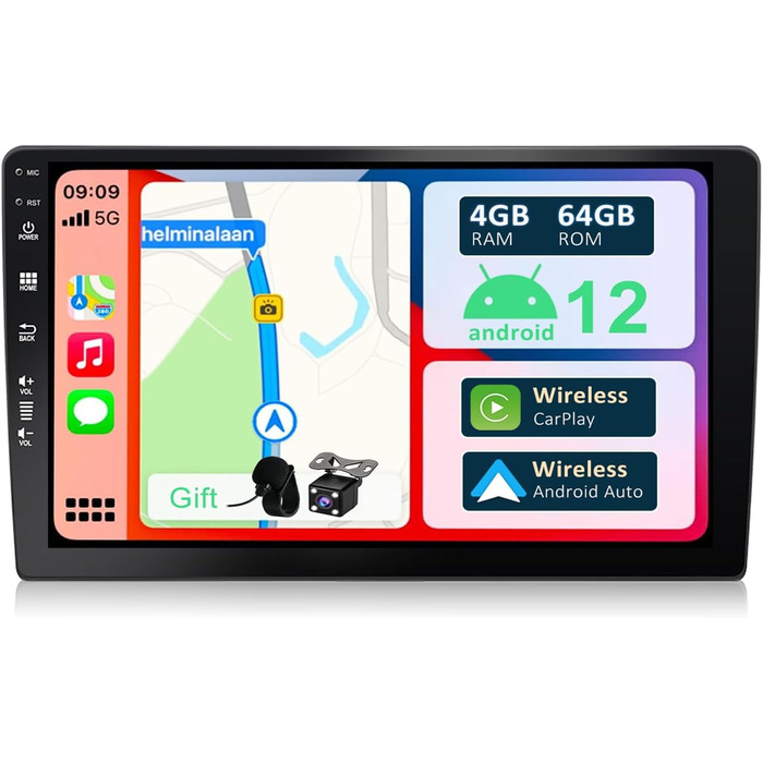 Автомобільна стереомагнітола YUNTX PX6 Android 12 4G 64G - GPS 2 Din Bluetooth 5.0 із задньою камерою - IPS 2.5D 10,1 дюйма - підтримує DAB / Керування на кермі / 4G / WiFi / Bluetooth / Mirrorlink / Carplay / USB (чорний)