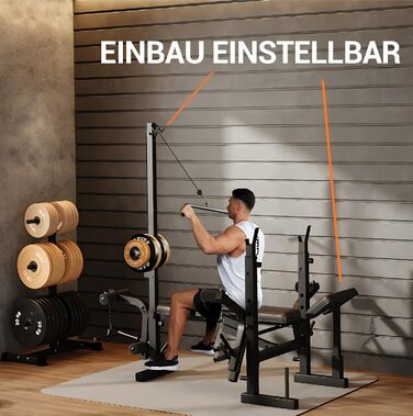 Багатофункціональний складний та регульований комплект лав для штанги, фітнес-обладнання для домашнього використання зі стійкою для штанги, вежею для тяги найширшого м&39яза, блоком для троса, лавою для тренувань &quotметелик&quot та тренажером для згинан