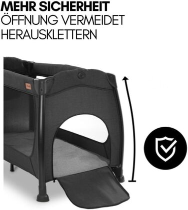 Дорожнє ліжечко Hauck Play N Relax Center з пеленальною підкладкою, регульованою висотою та боковим входом - колір Melange Black