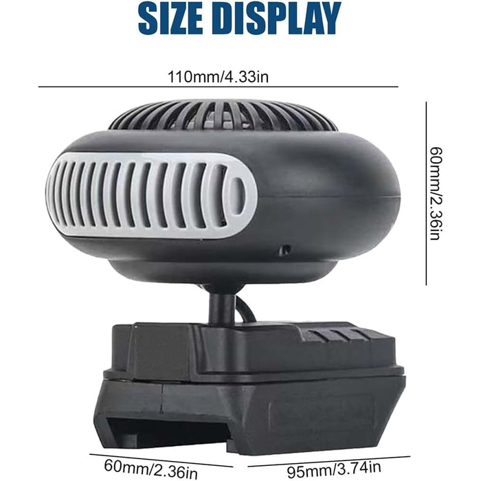 Автомобільний обігрівач з акумулятором, вентилятор-обігрівач на акумуляторі, портативний автомобільний обігрівач потужністю 170 Вт з 2 режимами (30-80C), бездротовий для автомобіля, офісу та дому, захист від перегріву та перекидання, для офісу, автомобіля