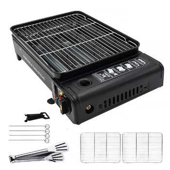 Набір для кемпінгу з грилем - Портативний гриль з грилем, сковородою-гриль, кріпленням для сковороди-гриль - Портативна кемпінгова сковорода