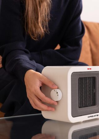 Керамічний радіатор білий/Портативний, термостат, 2 рівні потужності, PTC-обігрів, захист від перегріву, WARM BOX 1500 Вт кремово-білий