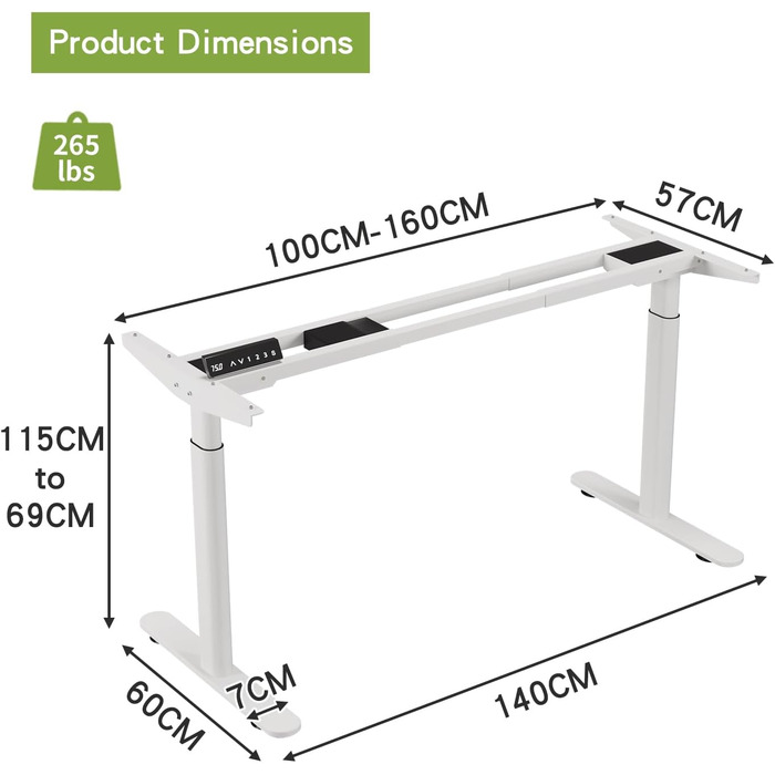 Каркас столу Radlove з подвійним двигуном та регулюванням висоти, регульовані ніжки підставки для столів розміром від 120 до 178 см з 4 функцією пам&39яті (білий циліндричні ніжки)